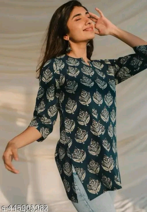 Printed Rayon Short Kurta For Women And Girls